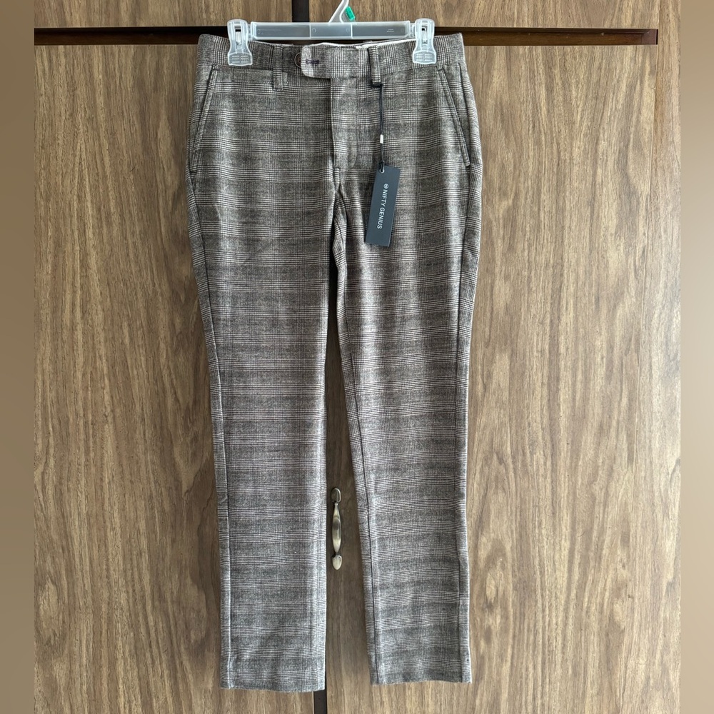 Nifty Genius Men’s pants Size 28 Brown checkered houndstooth.